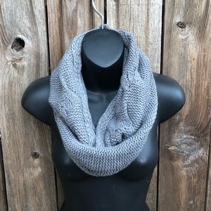 Gray knit infinity scarf